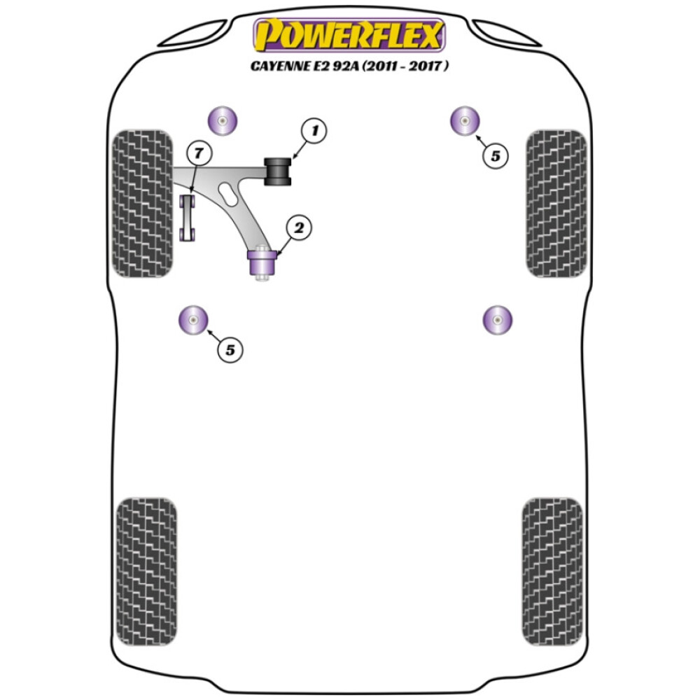 Powerflex Porsche  Cayenne E2 958/958.2 92A (2011 - 2017)   Boccola del collegamento della barra antirollio anteriore Fig.7 (4) PFF3-813 - immagine 2