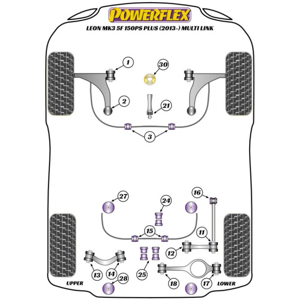 Powerflex Seat   Leon MK3 5F 150 CV plus (2013-2020) Multi Link  Boccola interna del braccio inferiore posteriore Fig.18 (2) PFR85-818 - immagine 2