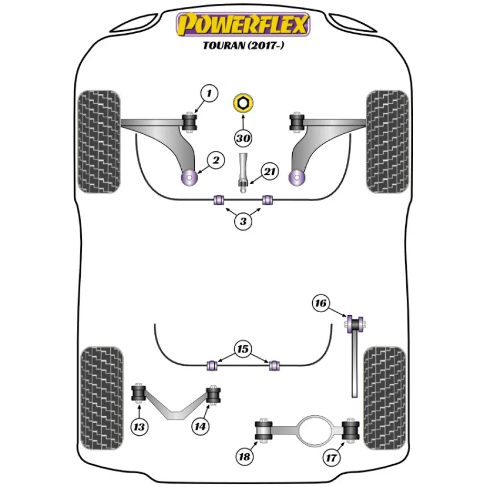 Powerflex Volkswagen Touran (2017 in poi) Boccola posteriore del braccio oscillante anteriore Fig.2 (2) PFF3-1302 2 Powerflex Volkswagen Touran (2017 in poi) Boccola posteriore del braccio oscillante anteriore Fig.2 (2) PFF3-1302 - immagine 2