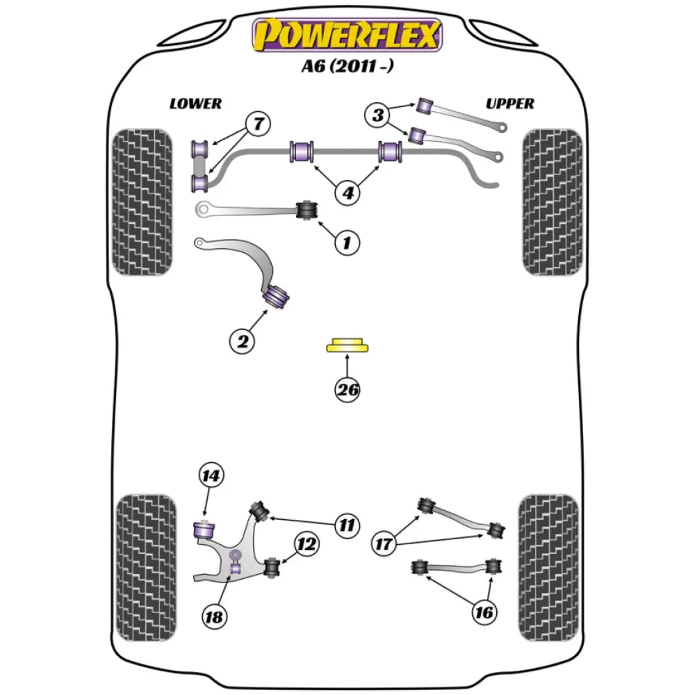 Powerflex Audi   A6 (2011 - 2018)  Boccola interna del braccio oscillante superiore posteriore Fig.16 (2) PFR3-716 - immagine 2