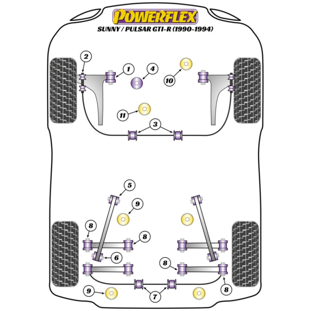 Powerflex Nissan Pulsar/Sunny GTi-R (1990-1994)    Kit bulloni di camber PowerAlign (12 mm x 60 mm) (1) PFA100-12 - immagine 2
