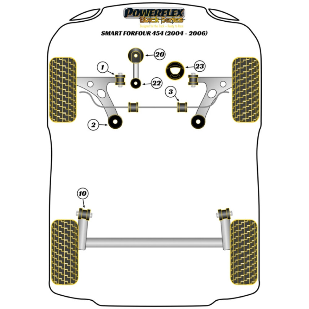 Powerflex Smart ForFour 454 (2004 - 2006)    Inserto supporto trasmissione Fig.23 (1) PFF44-523BLK - immagine 2