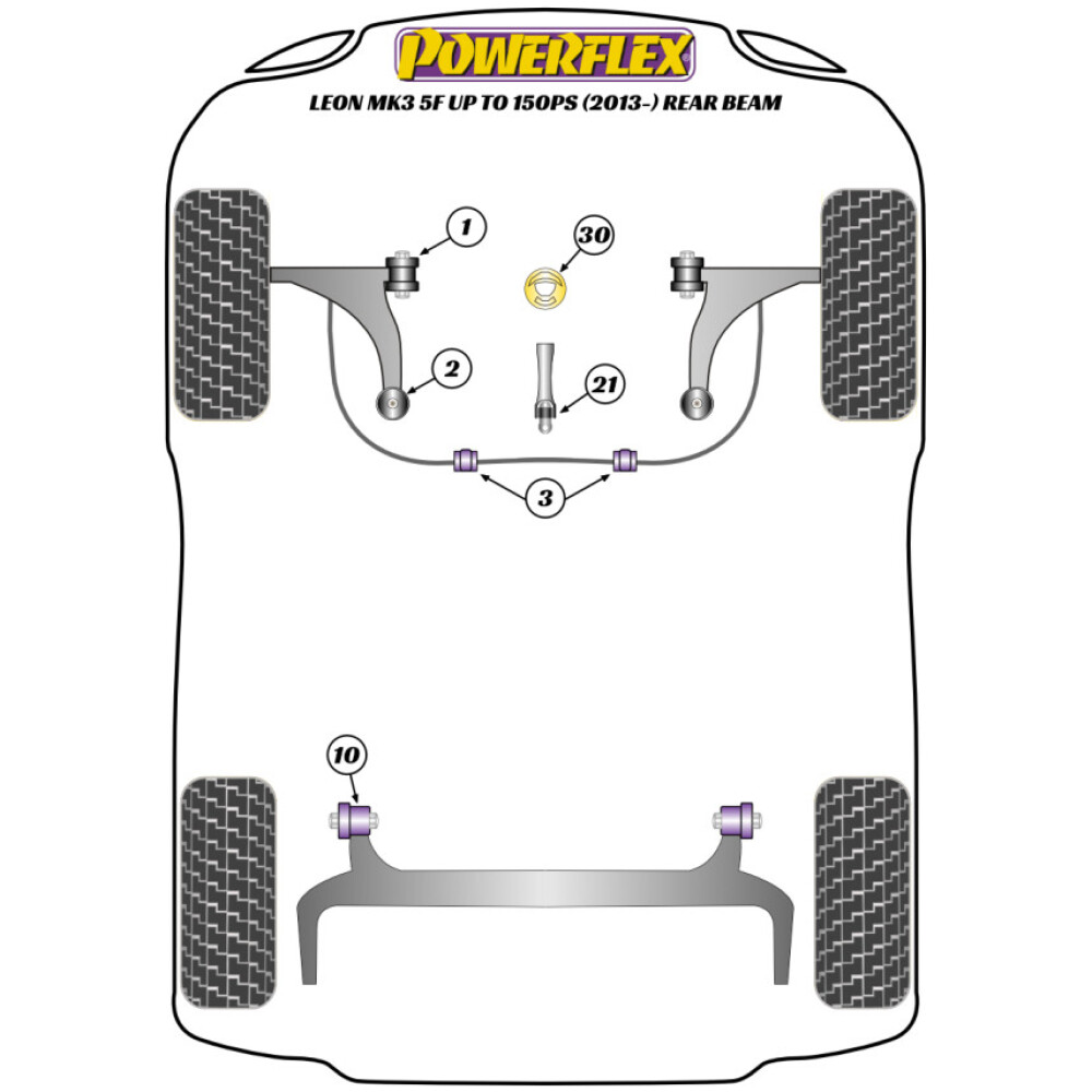 Powerflex Seat   Leon MK3 5F upto 150 CV (2013-2020) ponte post. fisso  Boccola ibrida supporto motore inferiore anteriore (grande) - Strada Fig.30 (1) PFF85-833 - immagine 2