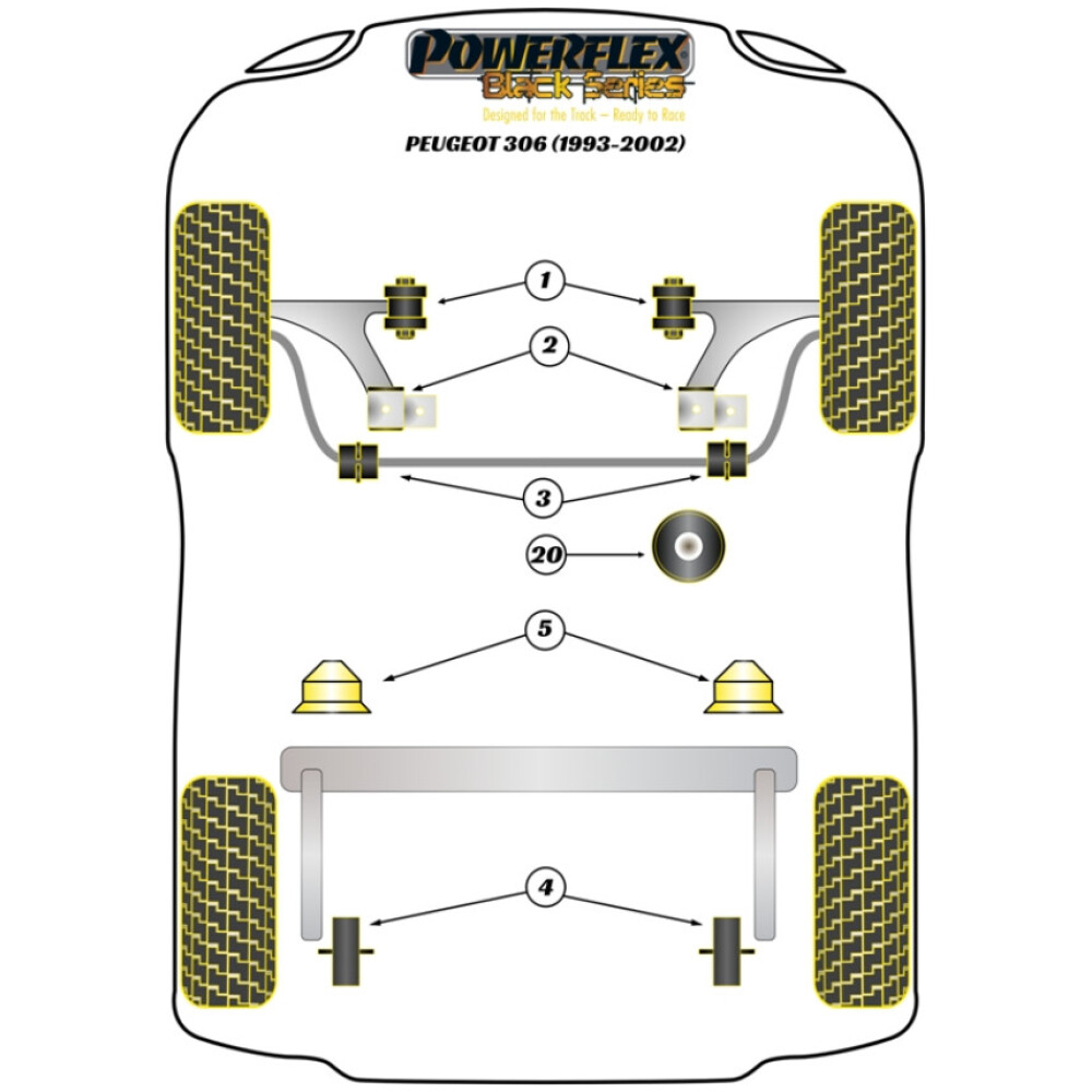 Powerflex Peugeot 306 (1993-2002)    Kit di tensionamento del supporto della trave posteriore Fig.4 (1) PFR50-300BLK - immagine 2