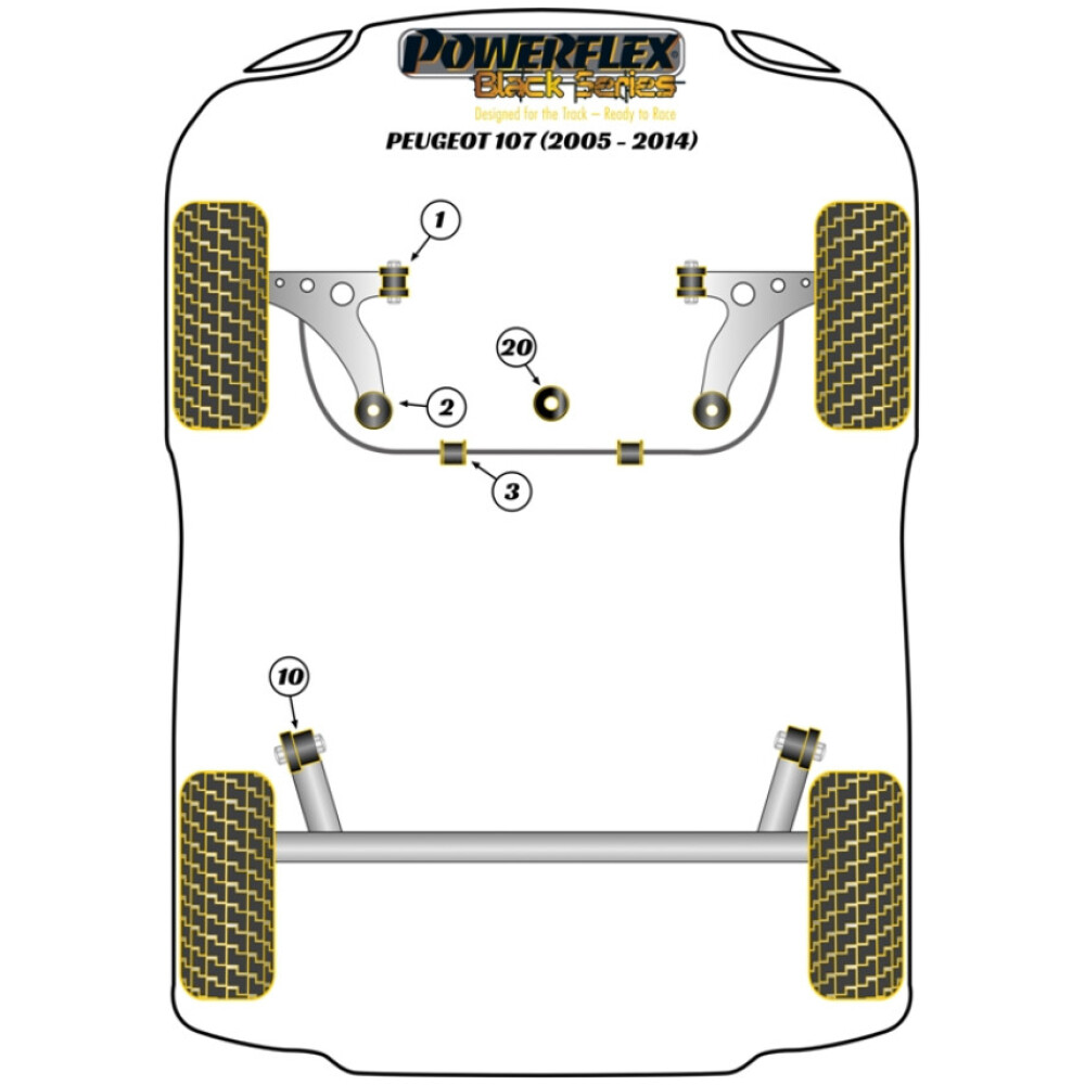 Powerflex Peugeot 107 (2005-2014)    Boccola di supporto motore inferiore Fig.20 (1) PFF12-721BLK - immagine 2