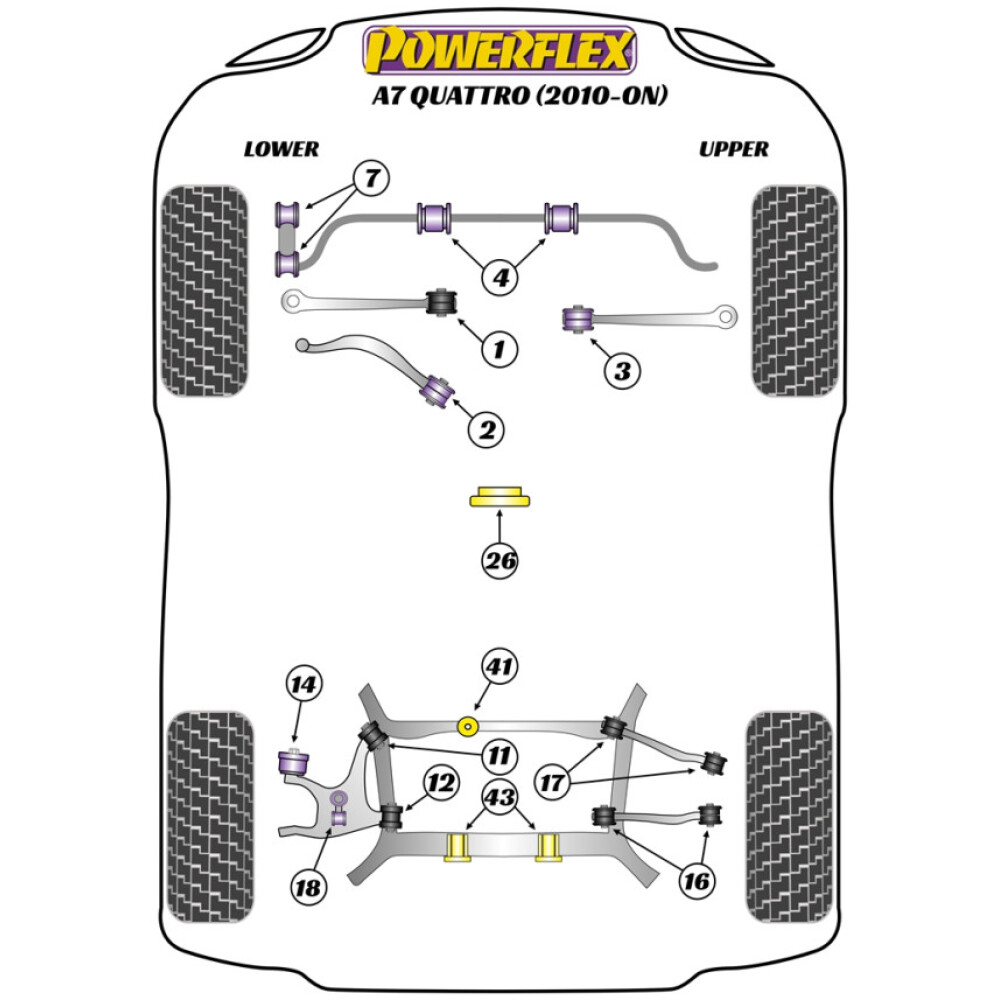 Powerflex Audi A7 Quattro (2010 - 2017) Adattatore per piastra di sollevamento (1) PF3-1660 2 Powerflex Audi   A7 Quattro (2010 - 2017)  Adattatore per piastra di sollevamento (1) PF3-1660 - immagine 2