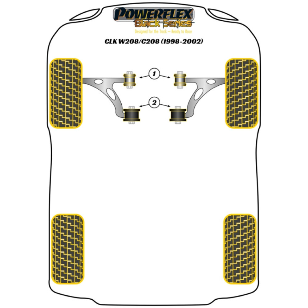 Powerflex Mercedes-Benz CLK W208/C208/A208 (1998 - 2002)   Boccola posteriore del braccio di controllo della carreggiata anteriore Fig.2 (2) PFF40-602BLK - immagine 2