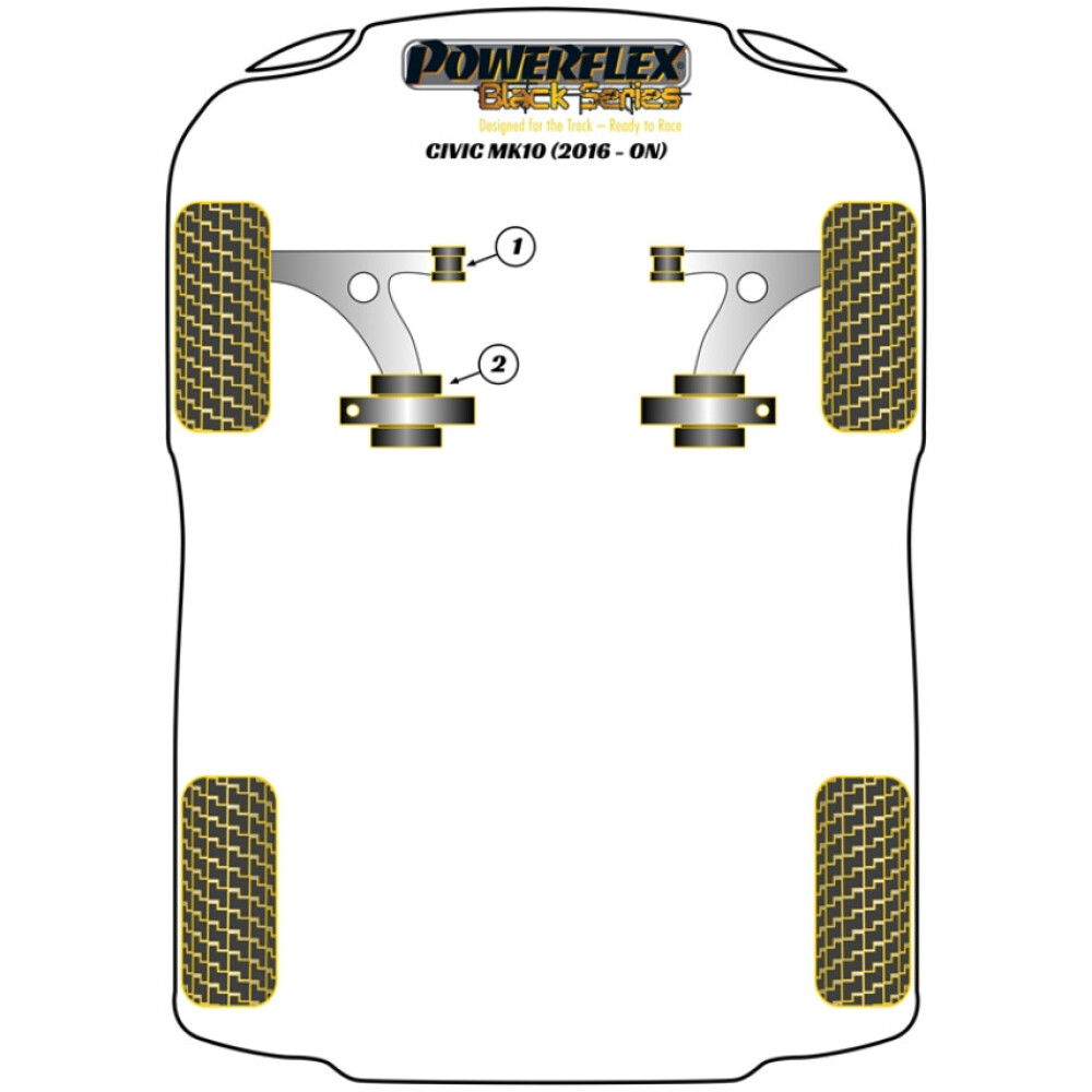 Powerflex Honda Civic Mk10 FC/FK (2015 - 2021) Boccola posteriore del braccio oscillante anteriore e offset caster Fig.2 (2) PFF25-1002GBLK 2 Powerflex Honda Civic Mk10 FC/FK (2015 - 2021) Boccola posteriore del braccio oscillante anteriore e offset caster Fig.2 (2) PFF25-1002GBLK - immagine 2