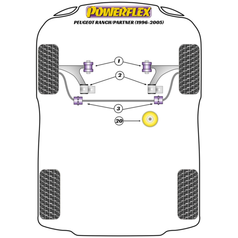 Powerflex Peugeot  Partner I / Ranch (1996-2012)   Boccola anteriore del braccio oscillante anteriore Fig.1 (2) PFF50-301 - immagine 2