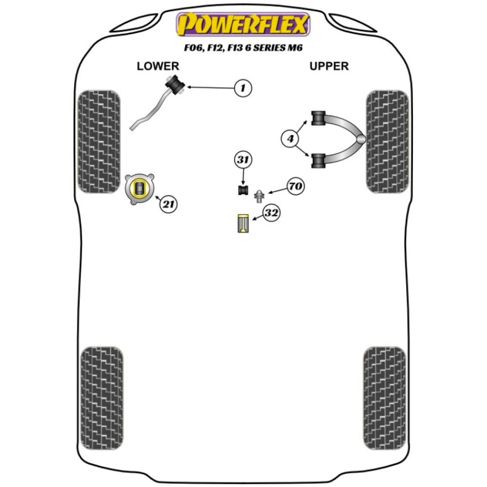Powerflex BMW Serie 6  F06 Sedan / F12 Convertible / F13 Coupe M6 (2011-2018)  Adattatore per piastra di sollevamento (1) PF5-4660 - immagine 2