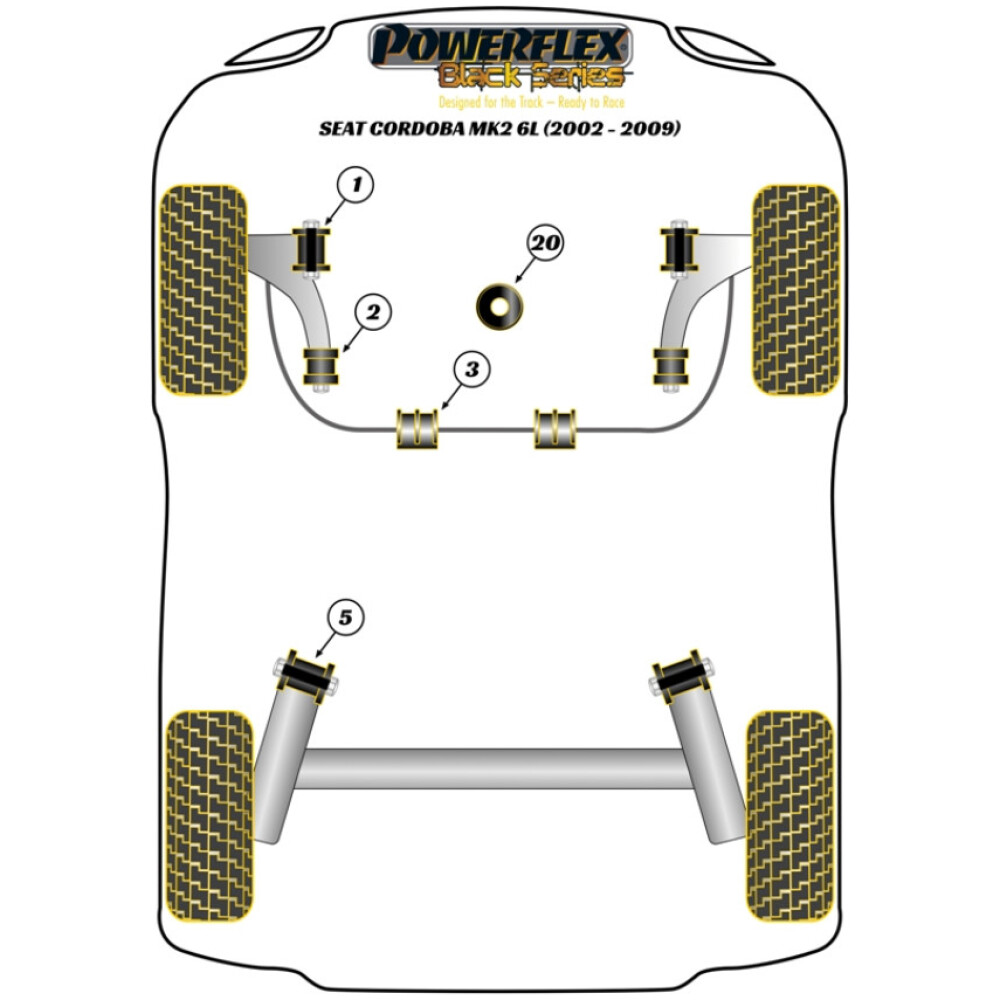 Powerflex Seat  Cordoba MK2 6L (2002 - 2009)   Boccola di montaggio della trave posteriore Fig.5 (2) PFR85-610BLK - immagine 2