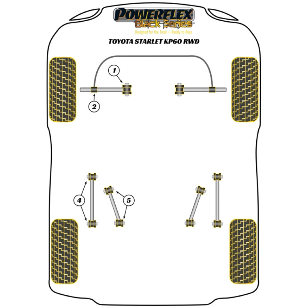 Powerflex Toyota Starlet KP60 Series (1978 - 1984)    Boccola interna del braccio di controllo anteriore Fig.1 (2) PFF76-101BLK - immagine 2