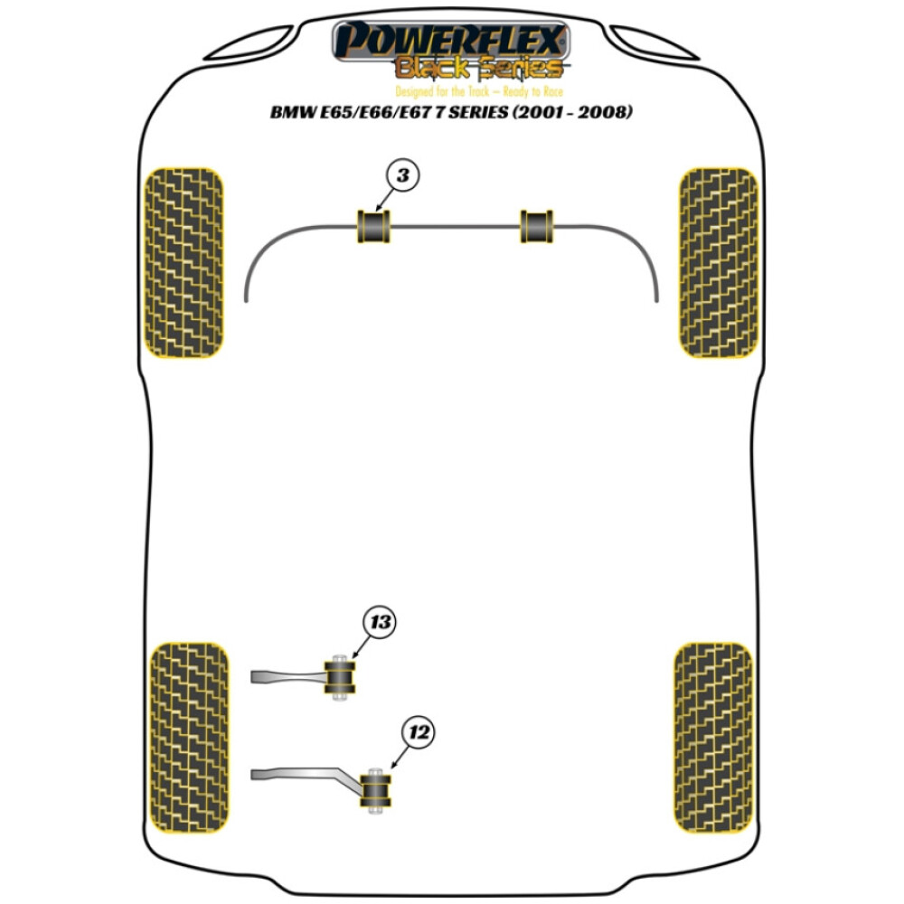 Powerflex BMW Serie 7 E65/E66/E67 (2001 - 2008)   Boccola interna del braccio superiore posteriore Fig.12 (2) PFR5-712BLK - immagine 2