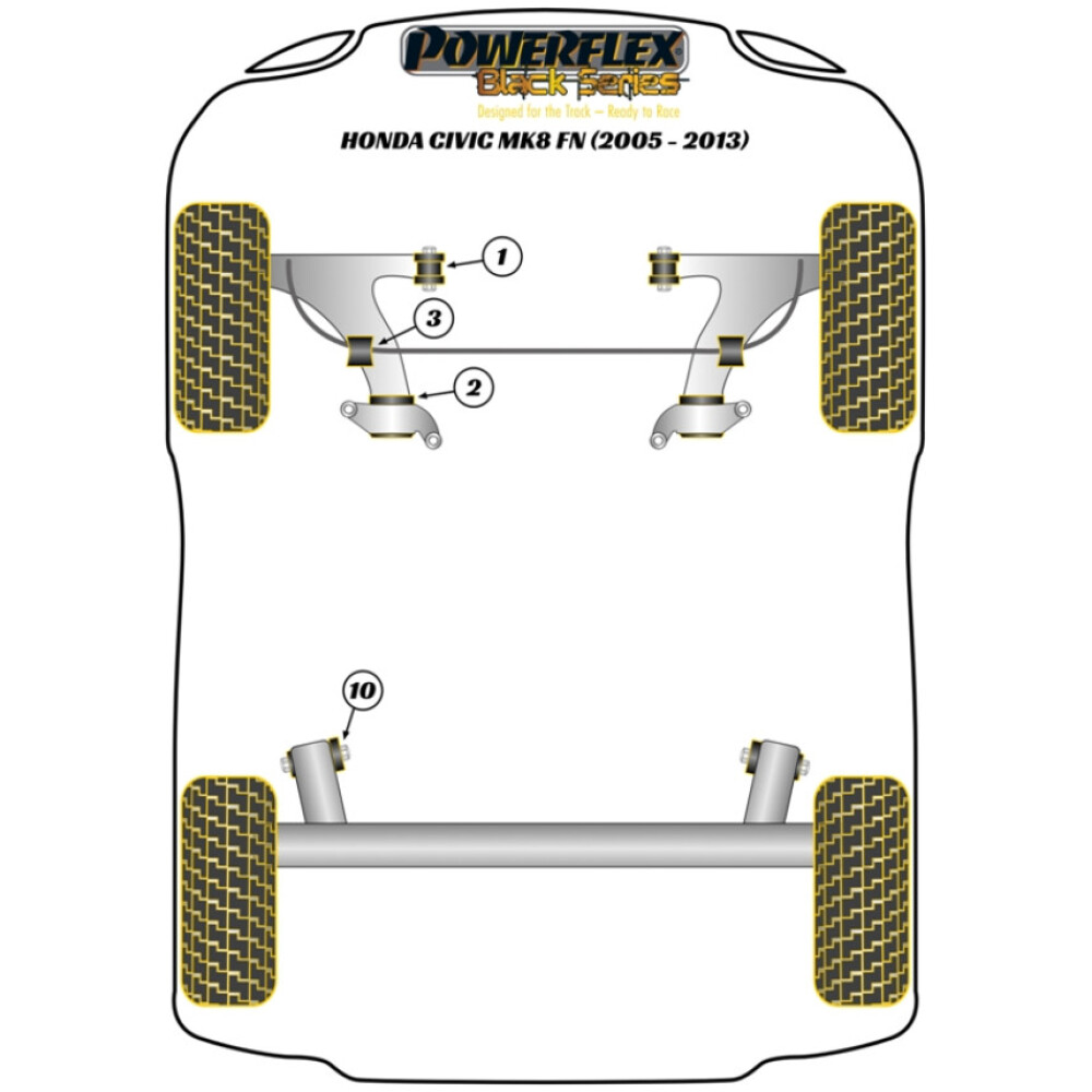 Powerflex Honda  Civic Mk8 FK/FN incl. Type-R (2005 - 2012)   Boccola barra antirollio anteriore Fig.3 (2) PFF25-503-24BLK - immagine 2