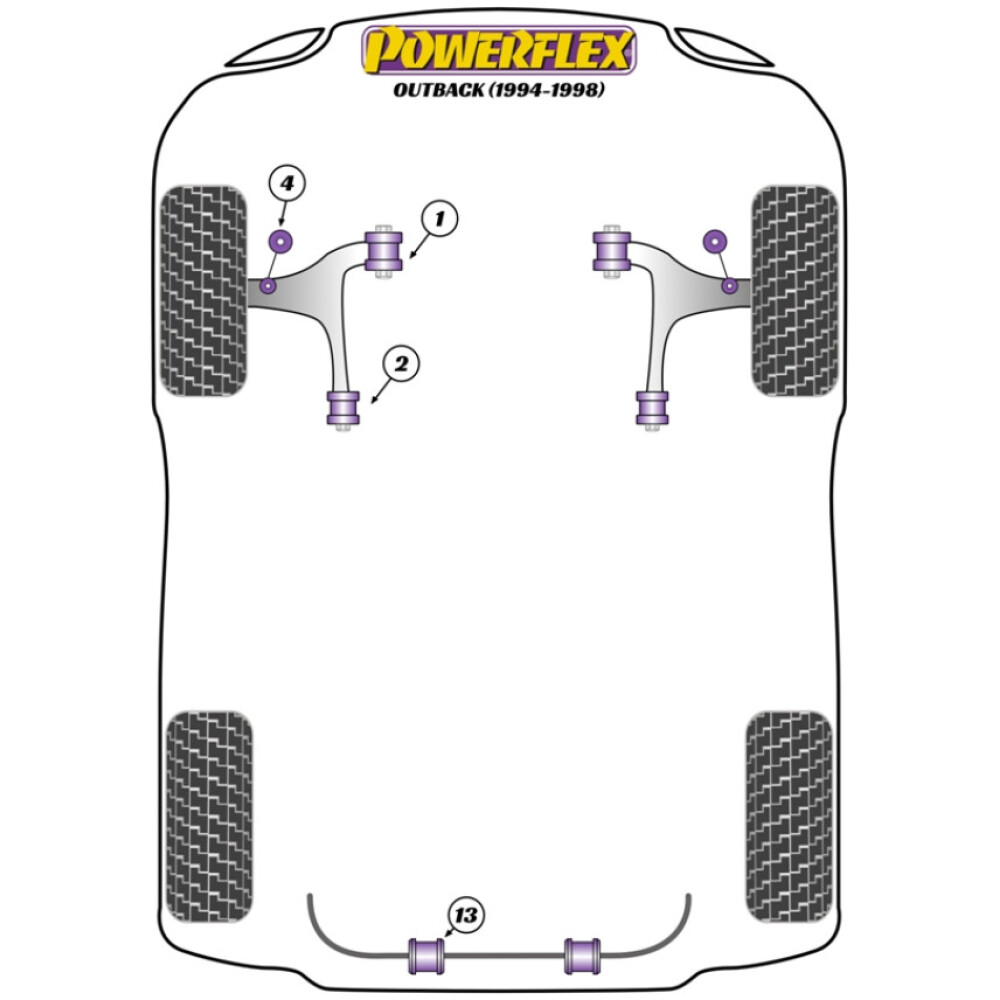 Powerflex Subaru  Outback (1994 - 1998)   Barra antirollio posteriore al telaio Boccola 19mm Fig.13 (2) PFR69-305-19 - immagine 2