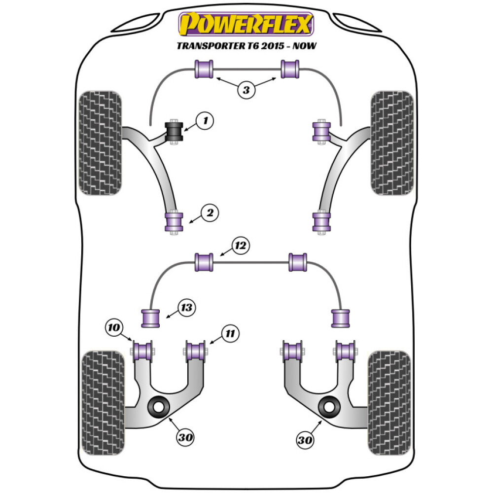 Powerflex Volkswagen  T6 / 6.1 Transporter (2015-2024)   Boccola interna del braccio posteriore, regolabile Fig.11 (2) PFR85-1311G - immagine 2