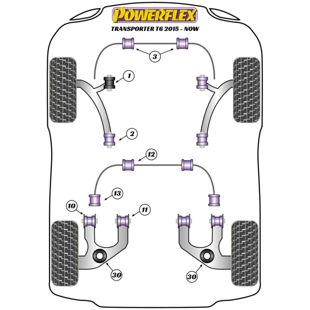 Powerflex Volkswagen  T6 / 6.1 Transporter (2015-2024)   Boccola interna del braccio posteriore, regolabile Fig.11 (2) PFR85-1311G - immagine 2