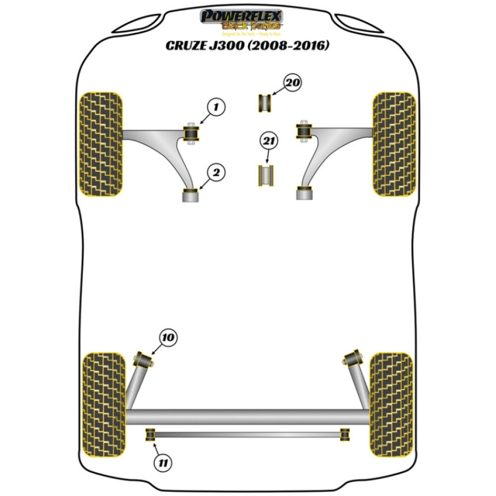 Powerflex Chevrolet Cruze MK1 J300 (2008 - 2016)    Inserto di montaggio motore posteriore Fig.21 (1) PFF80-1421BLK - immagine 2