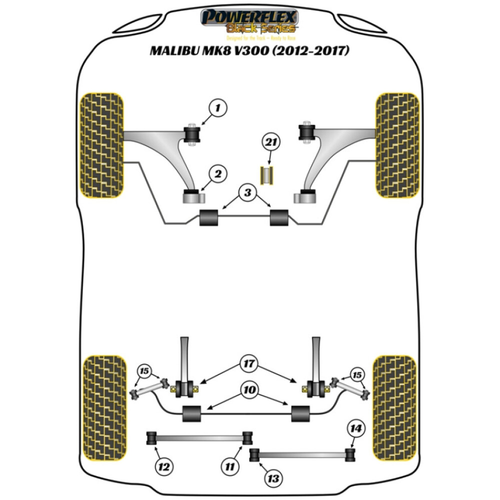 Powerflex Chevrolet Malibu MK8 V300 (2012 - 2017)    Boccola barra antirollio posteriore 20mm Fig.10 (2) PFR80-1510-20BLK - immagine 2