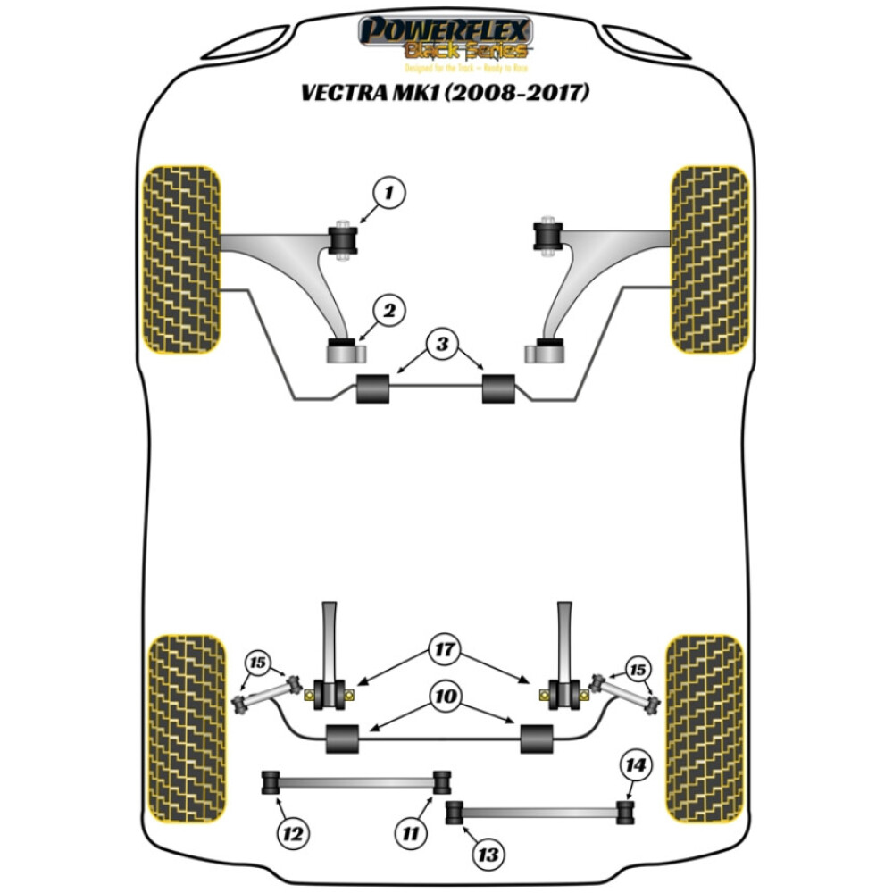 Powerflex Chevrolet Vectra MK1 (2008 - 2017)    Boccola interna del braccio inferiore posteriore Fig.13 (2) PFR80-1513BLK - immagine 2