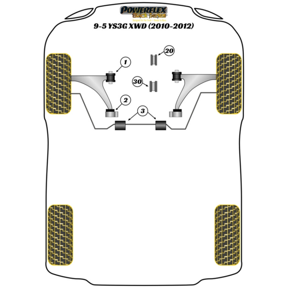 Powerflex Saab 9-5 YS3G XWD (2010 - 2012)    Boccola barra antirollio anteriore 26,6 mm Fig.3 (2) PFF80-1503-26.6BLK - immagine 2