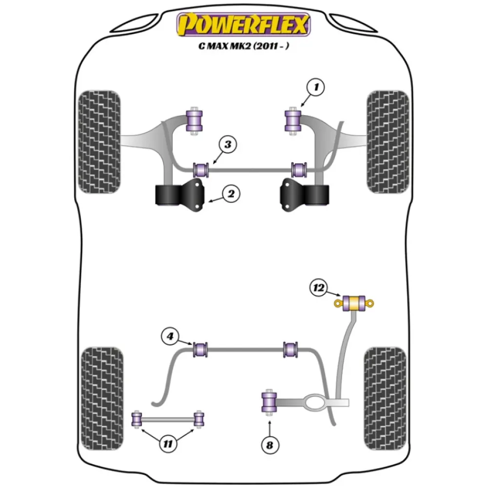 Powerflex Ford  C-Max / Grand C-Max MK2 (2011 - 2019)   Boccola interna del braccio di controllo della carreggiata inferiore posteriore Fig.8 (2) PFR19-808 - immagine 2