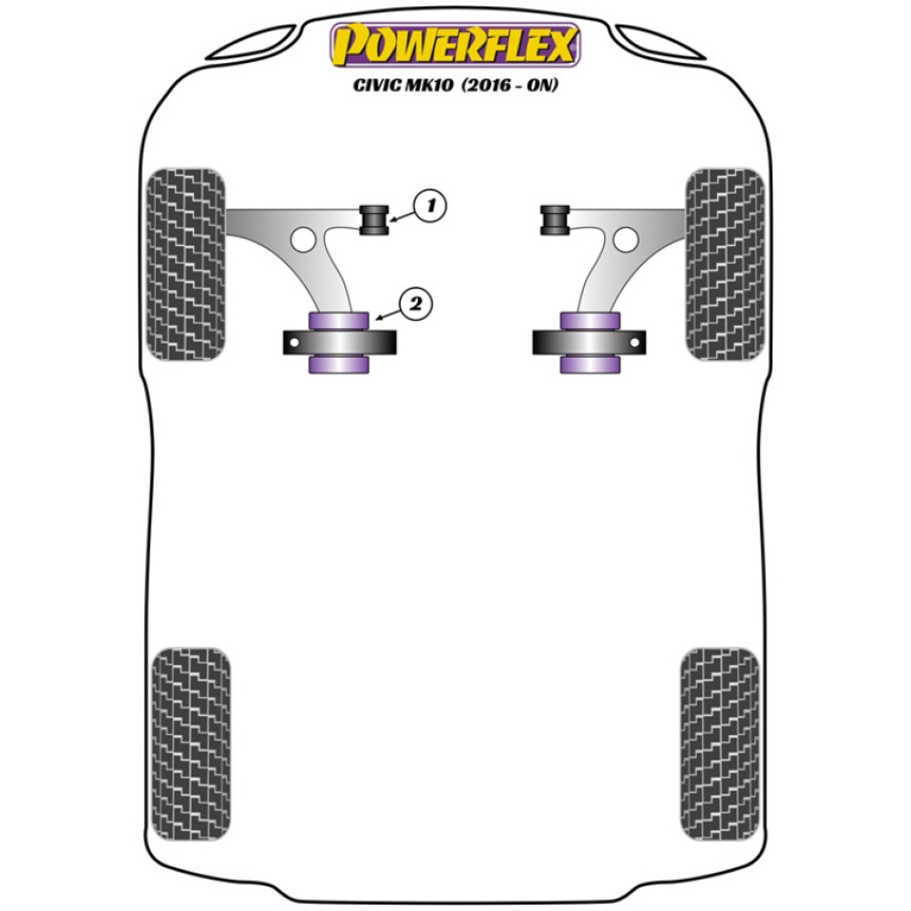 Powerflex Honda   Civic Mk10 FC/FK (2015 - 2021)  Boccola posteriore del braccio oscillante anteriore e offset caster Fig.2 (2) PFF25-1002G - immagine 2