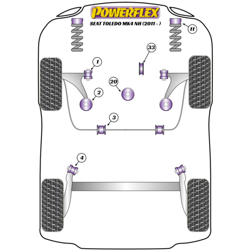 Powerflex Seat  Toledo Mk4 NH (2012-2018)   Boccola grande supporto motore inferiore (benzina standard) Fig.20 (1) PFF85-620 - immagine 2