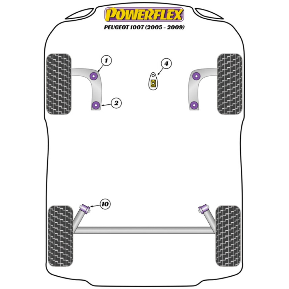 Powerflex Peugeot 1007 (2005-2009)    Boccola anteriore del braccio anteriore Fig.1 (2) PFF12-201 - immagine 2