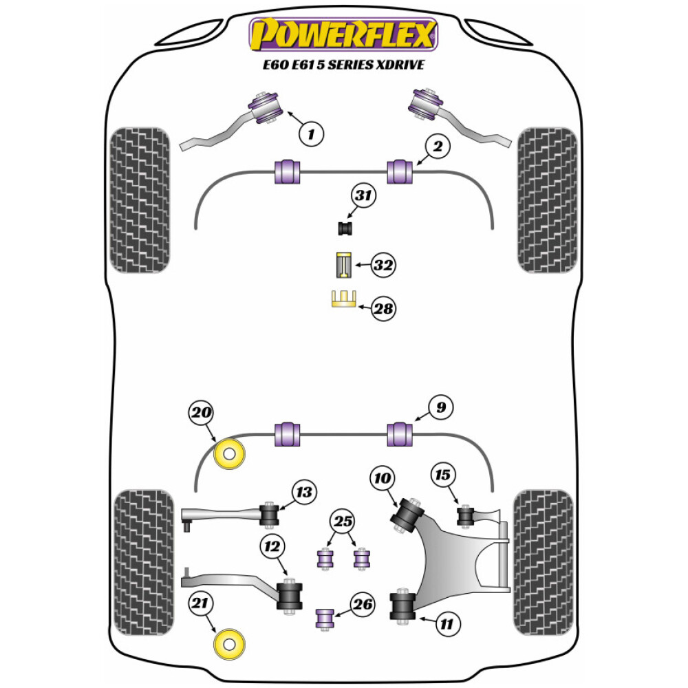 Powerflex BMW Serie 5  E60/E61 xDrive  Adattatore per piastra di sollevamento (1) PF5-4660 - immagine 2
