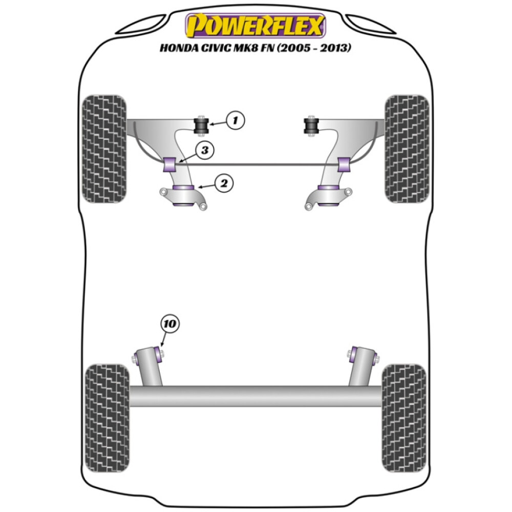 Powerflex Honda  Civic Mk8 FK/FN incl. Type-R (2005 - 2012)   Boccola posteriore del braccio oscillante anteriore Fig.2 (2) PFF25-502BLK - immagine 3