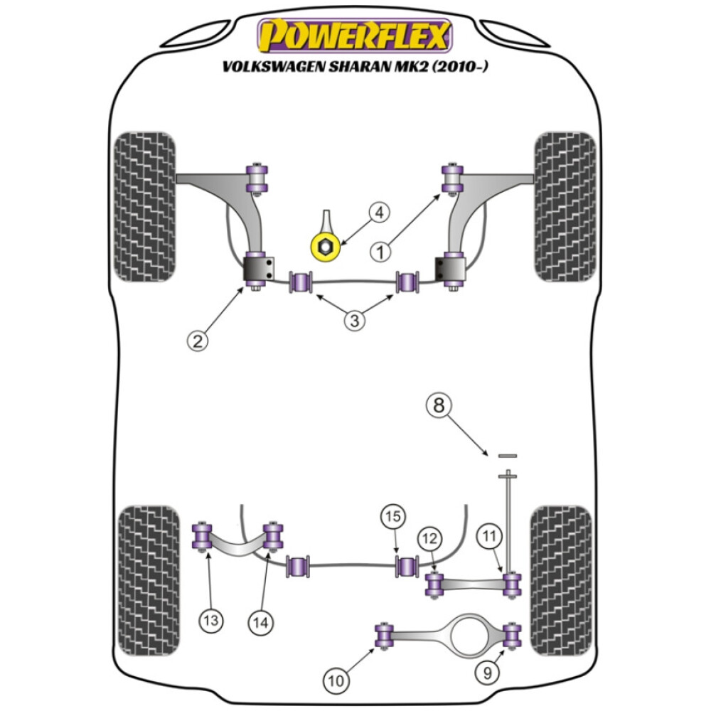Powerflex Volkswagen  Sharan MK2 (2010 - in poi)   Supporto molla inferiore posteriore esterno Fig.9 (2) PFR85-509 - immagine 2