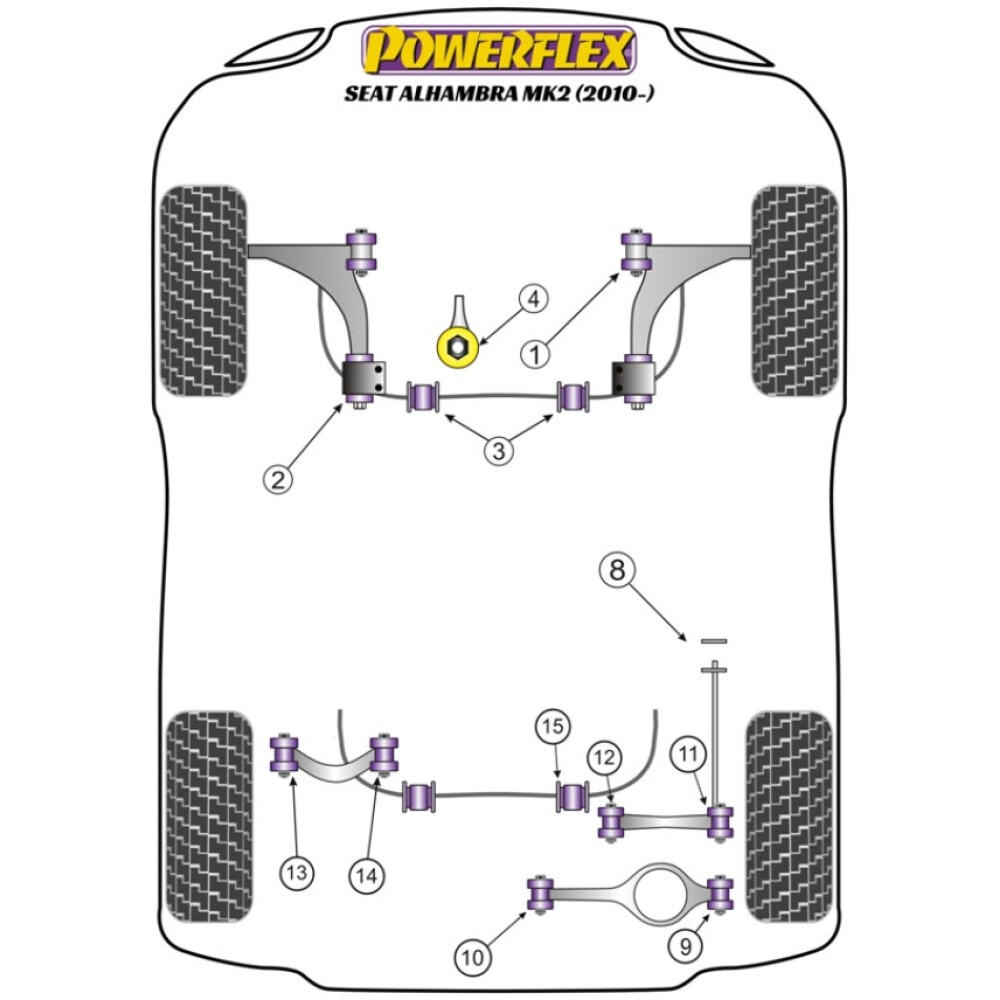 Powerflex Seat  Alhambra MK2 (2010 - in poi)   Inserto supporto motore inferiore (grande) Std Diesel Fig.4 (1) PFF85-704R - immagine 2