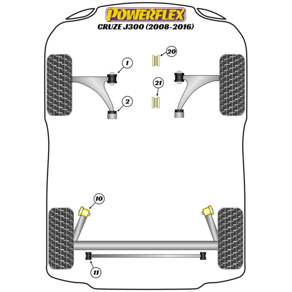 Powerflex Chevrolet Cruze MK1 J300 (2008 - 2016)    Kit bulloni di camber PowerAlign (12 mm x 60 mm) (1) PFA100-12 - immagine 2