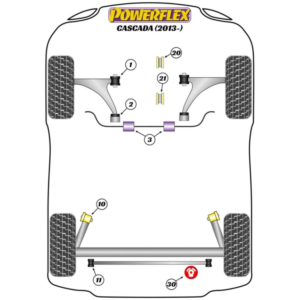 Powerflex Vauxhall / Opel Cascada (2013 - in poi)    Boccola esterna barra Panhard posteriore Fig.11 (2) PFR80-1411 - immagine 2