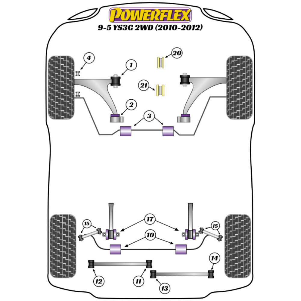 Powerflex Saab 9-5 YS3G 2WD (2010 - 2012)    Boccola esterna del braccio inferiore posteriore Fig.14 (2) PFR80-1514 - immagine 2