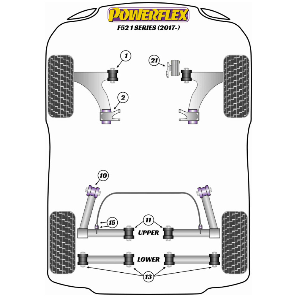 Powerflex BMW Serie 1 F52 Sedan (2017 -)   Braccio anteriore Boccola anteriore Camber fisso Offset Fig.1 (2) PFF5-1301GFX - immagine 2