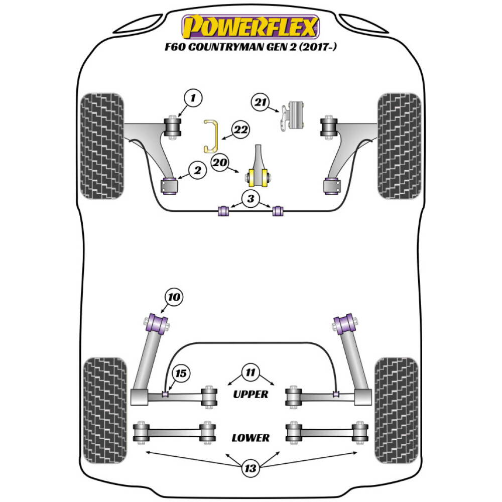 Powerflex Mini F60 Countryman Gen 2 (2017 - in poi)    Supporto universale per scarico (1) EXH032 - immagine 2