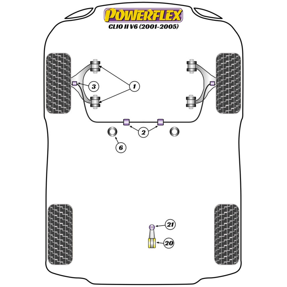 Powerflex Renault  Clio V6 (2001 - 2005)   Boccola del braccio oscillante inferiore anteriore Fig.1 (4) PFF60-301 - immagine 2
