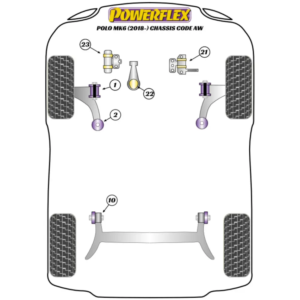 Powerflex Volkswagen  Polo MK6 AW incl. GTI (2018 - )   Boccola anteriore del braccio oscillante anteriore 30mm Fig.1 (2) PFF85-201 - immagine 2