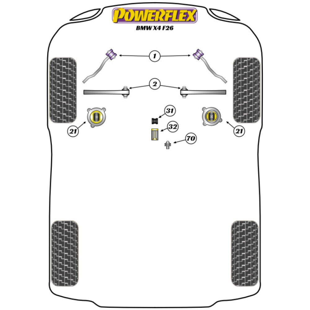 Powerflex BMW   X4 F26 (2013-2018)  Adattatore per piastra di sollevamento (1) PF5-4660 - immagine 2