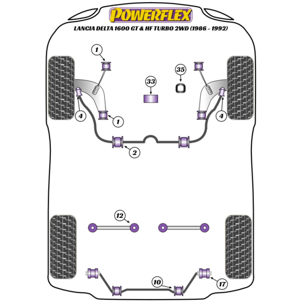 Powerflex Lancia Delta 1600 GT & HF Turbo 2WD (1986-1992)    Boccola barra stabilizzatrice posteriore Fig.12 (4) PFR30-313 - immagine 2