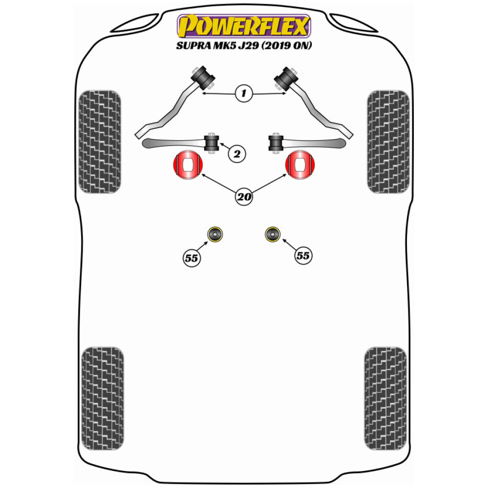 Powerflex Toyota Supra Mk5 A90/J29 (2019 -) Braccio del raggio anteriore alla boccola del telaio Regolazione caster Fig.1 (2) PFF5-5401G 2 Powerflex Toyota Supra Mk5 A90/J29 (2019 -) Braccio del raggio anteriore alla boccola del telaio Regolazione caster Fig.1 (2) PFF5-5401G - immagine 2