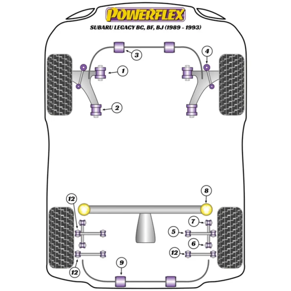 Powerflex Subaru  Legacy BC, BF, BJ (1989 - 1993)   Boccola anteriore del collegamento di trazione posteriore Fig.7 (2) PFR69-117 - immagine 2