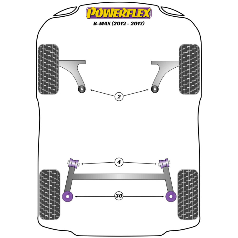 Powerflex Ford B-Max (2012-2017)    Boccola posteriore del braccio oscillante anteriore Fig.2 (2) PFF19-2202 - immagine 2