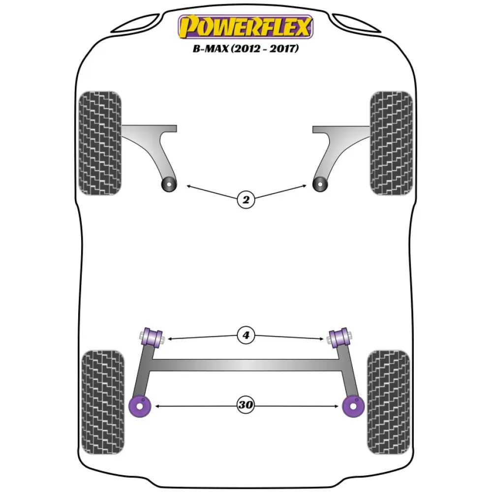 Powerflex Ford B-Max (2012-2017)    Tampone isolante superiore molla posteriore Fig.30 (2) PFR19-2030 - immagine 2