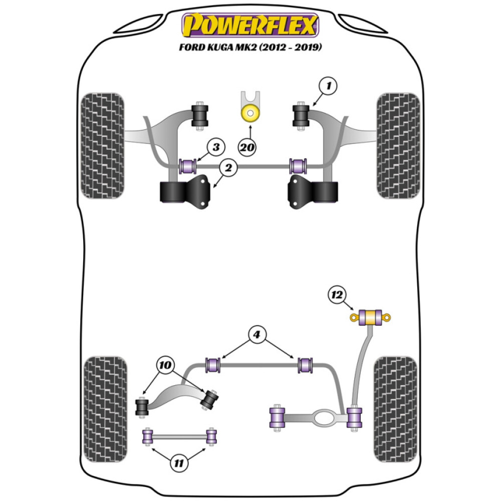 Powerflex Ford  Kuga MK2 (2012-2019)   Boccola regolabile della campanatura del braccio di controllo superiore posteriore Fig. 10 (4) PFR19-810G - immagine 2