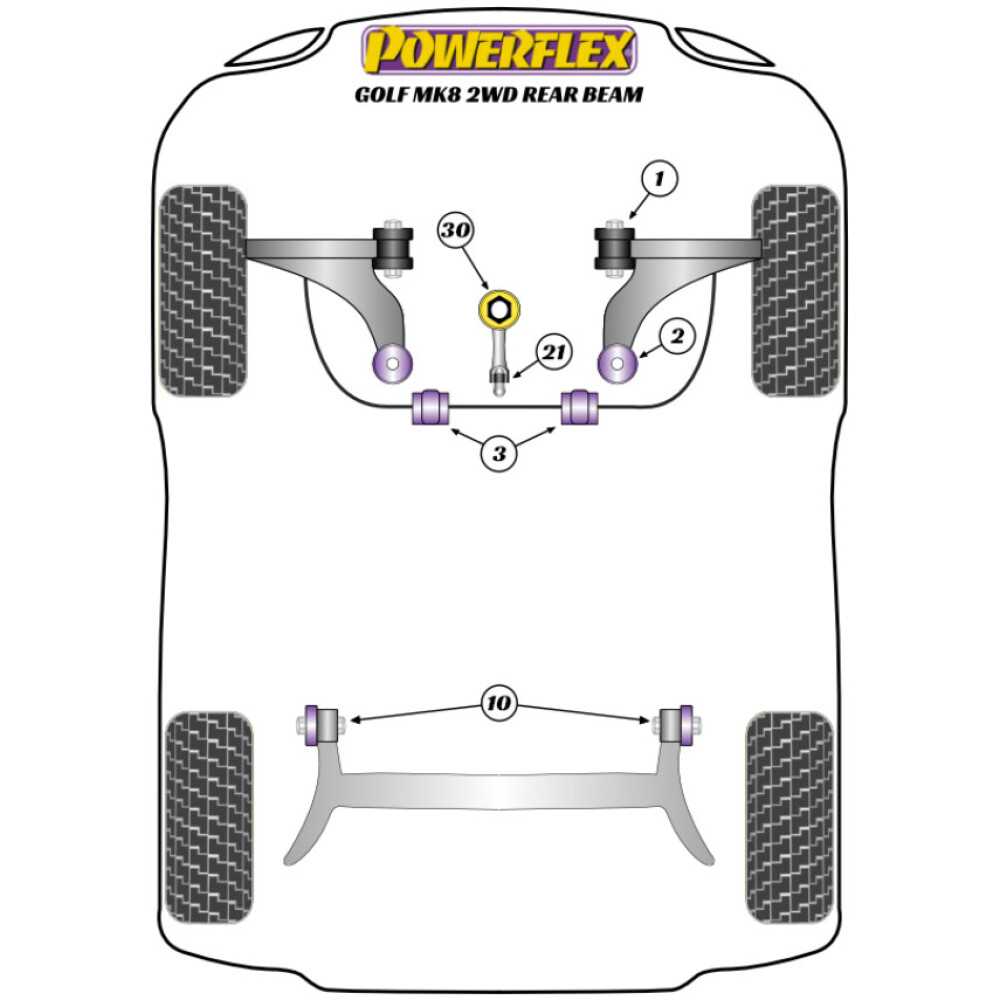 Powerflex Volkswagen Golf MK8 2WD ponte post. fisso (2020 -) Boccola piccola del supporto di coppia inferiore Fig.21 (1) PFF3-1325 2 Powerflex Volkswagen Golf MK8 2WD ponte post. fisso (2020 -) Boccola piccola del supporto di coppia inferiore Fig.21 (1) PFF3-1325 - immagine 2