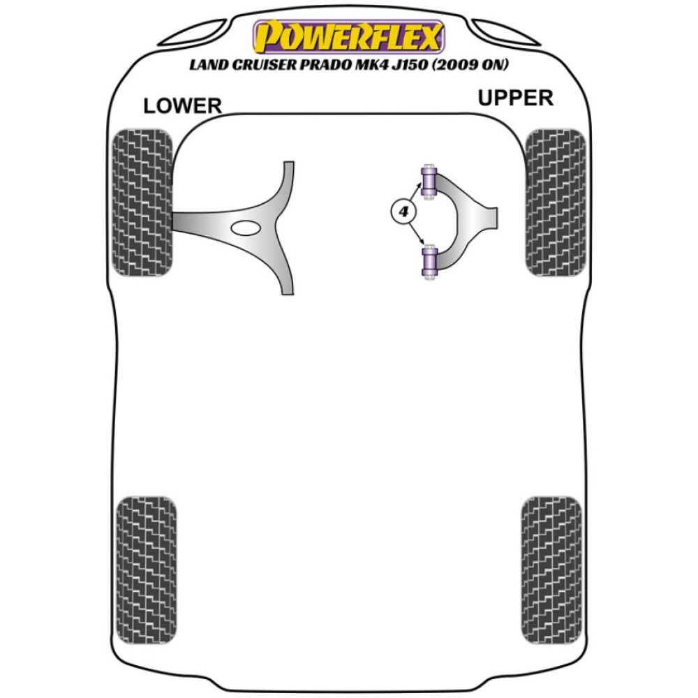 Powerflex Toyota Land Cruiser Prado J150 (2009 -)    Boccola del braccio di controllo superiore anteriore Fig.4 (4) PFF76-804 - immagine 2