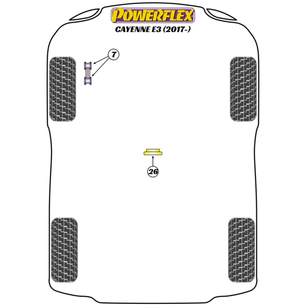 Powerflex Porsche  Cayenne E3 9Y (2018 in poi)   Inserto supporto trasmissione (benzina) Fig.26 (1) PFF3-726 - immagine 2